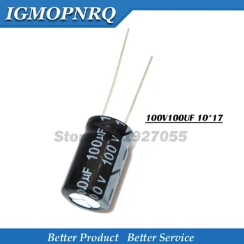 20PCS 100V100UF 10*17mm 100V 100UF 10*17 100v100 10x17 capacitor eletrolítico de Alumínio novo