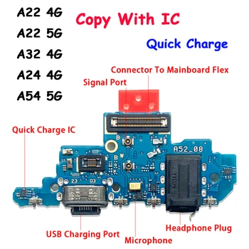 Testado Carregamento do USB da Porta de ligação da Placa Flex Para Samsung A22 A32 A24 4G A52 ,Carga Conector Dock cabo do Cabo flexível do Porto,Porto do Carregador Flex