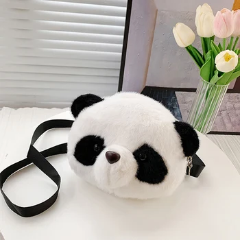 Luxuoso Bonito Saco Crossbody Panda Mochilas De Um Ombro Diagonal Carteira De Bichos De Pelúcia Brinquedo Bolsa Da Moeda Crianças De Presente De Aniversário