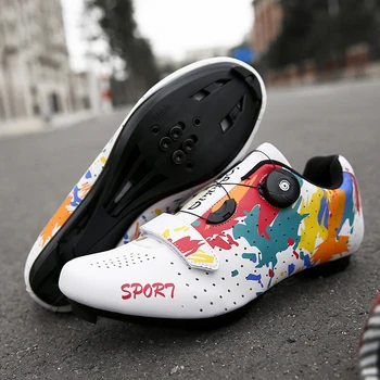 Sapatos de ciclismo de estrada, ciclismo único desbloqueado sapatos rotary fivela de adultos sapatos de ciclismo
