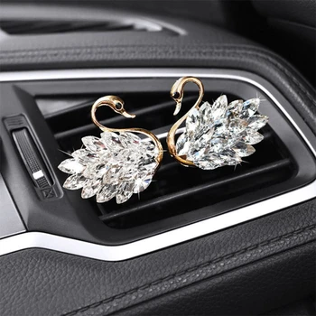 Luxo Diamante Swan Carro Acessórios para as Meninas Casais Swan Carro Ambientador Perfume Difusor cor-de-Rosa Diamante Auto Ornamento Presente