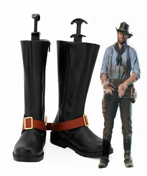 Arthur Morgan Sapatos Cosplay de Red Dead Redemption Arthur Morgan Black Cosplay Botas Personalizadas Sapatos Feitos de Qualquer Tamanho para Unisex