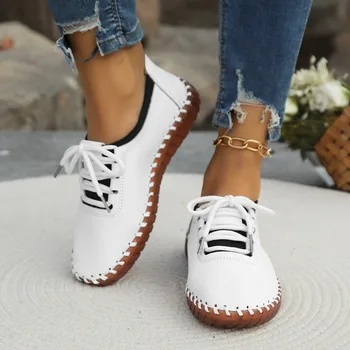 2024 das Mulheres de Outono, de Novo Retro Cor Sólida Superficial Boca Confortável sapatilha Casual, ao ar livre, Andando de Sapatos femininos Zapatos Mujer