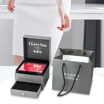Jóias Rose Caixa de Presente Luxo Criativo Jóias de Armazenamento de Caixa de Jóias vitrine para o Dia dos Namorados Dia de ação de Graças Casamento Esposa